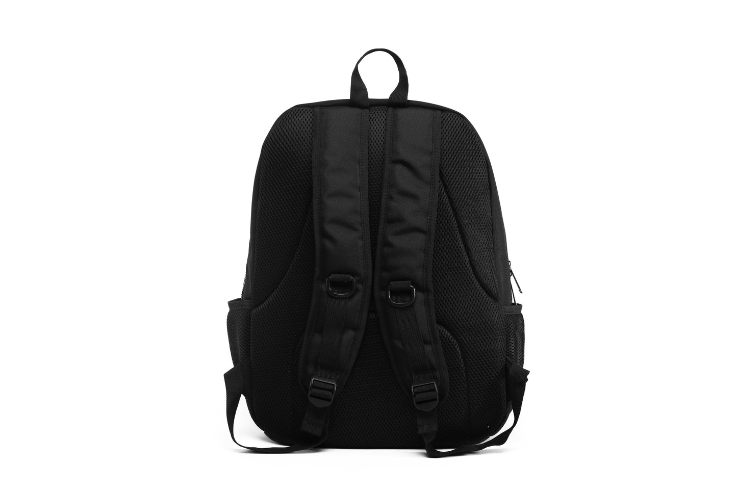 Black backpack on a white background