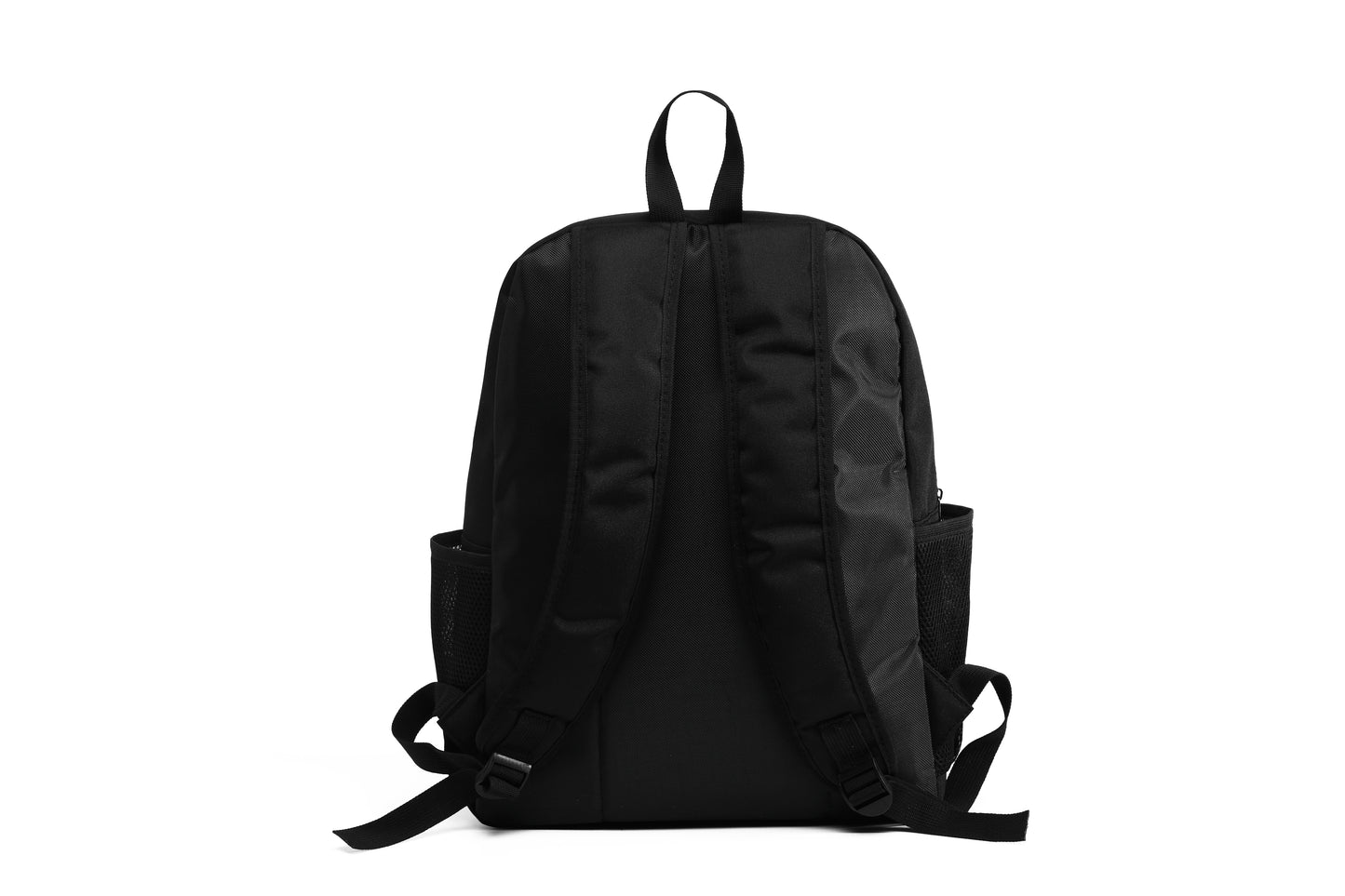 Black backpack on a white background
