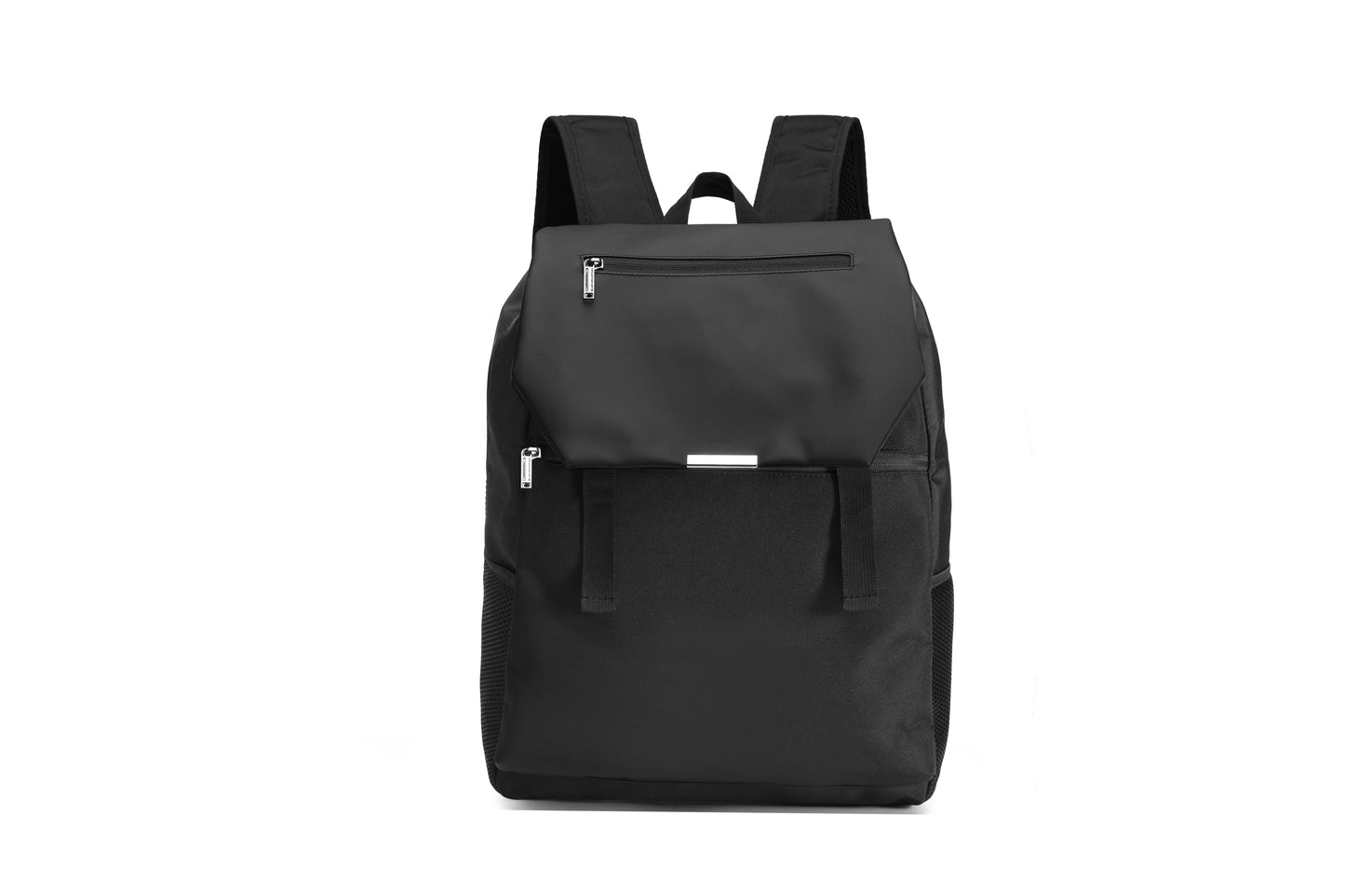 Black backpack on a white background