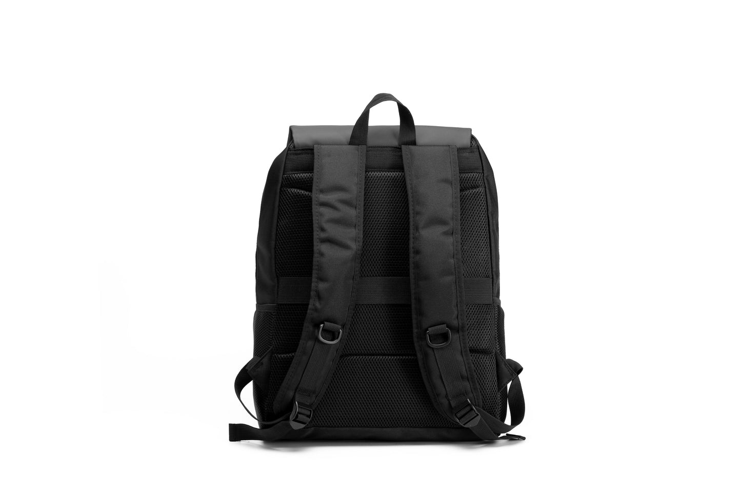 Black backpack on a white background
