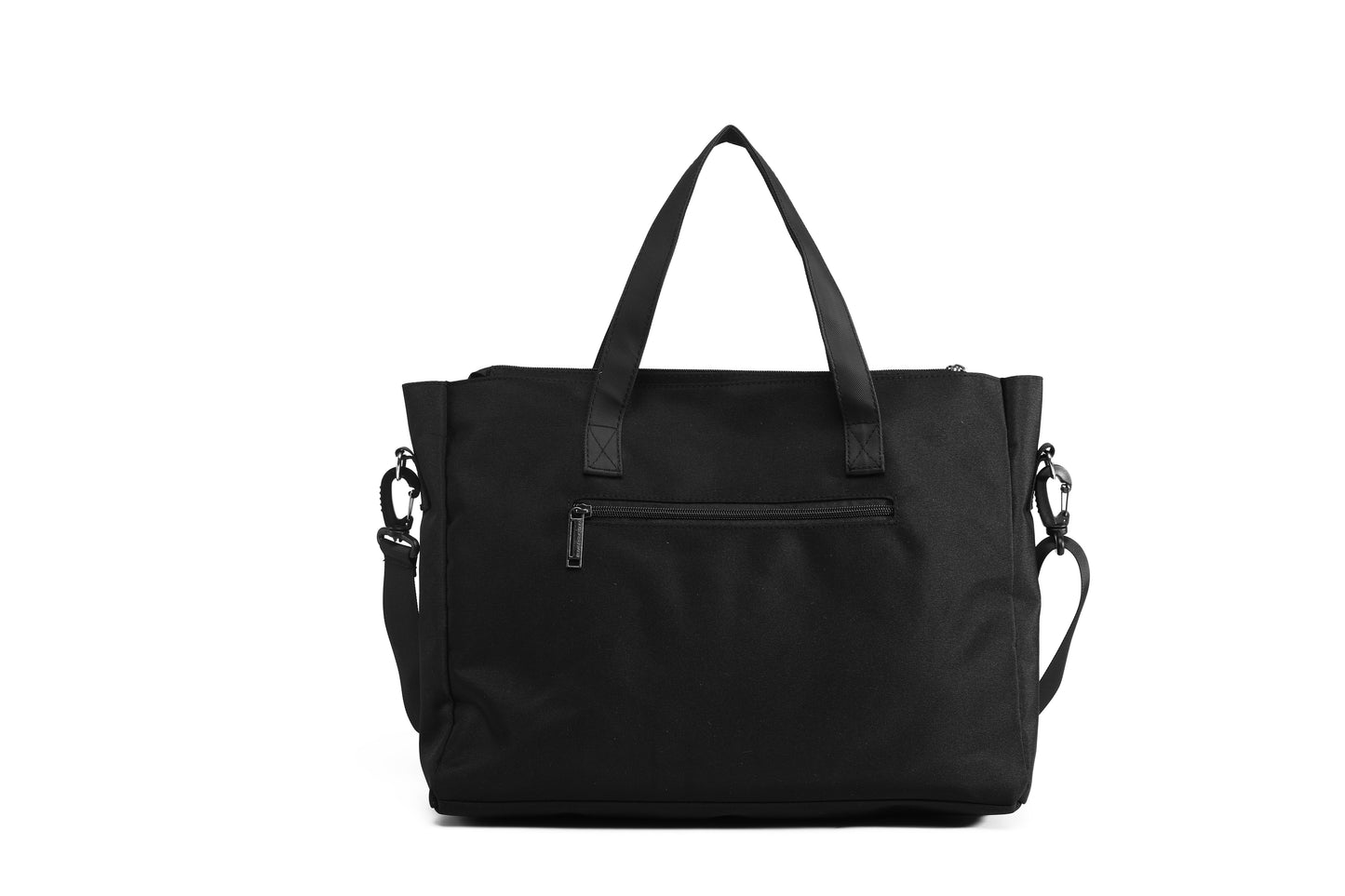 Black Document Bag with multiple straps on a white background