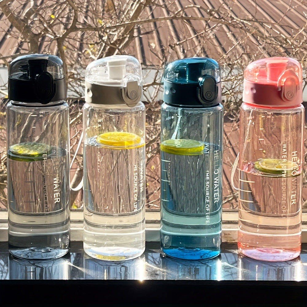 OS-DF 2305 Plastic Water Bottle in Black White Blue Pink โ Front View
