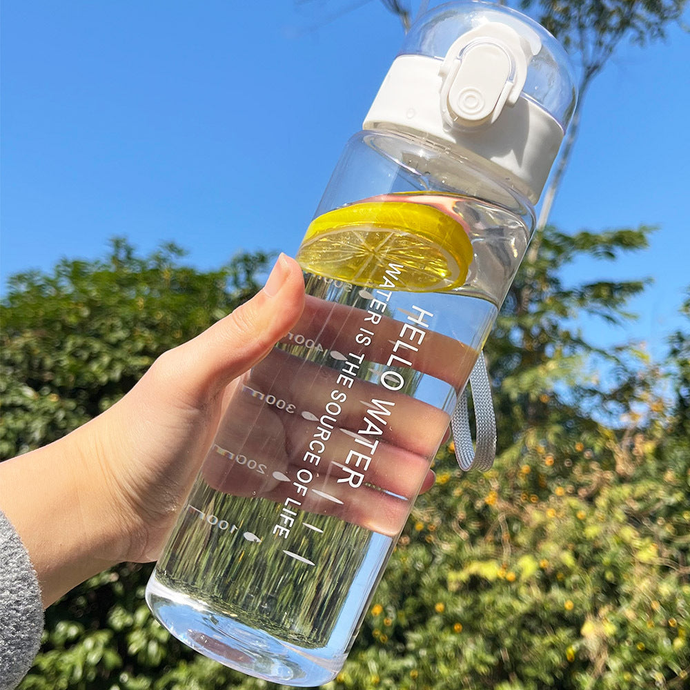OS-DF 2305 Plastic Water Bottle in White โ Front View