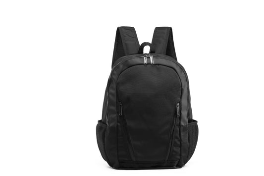 Black backpack on a white background