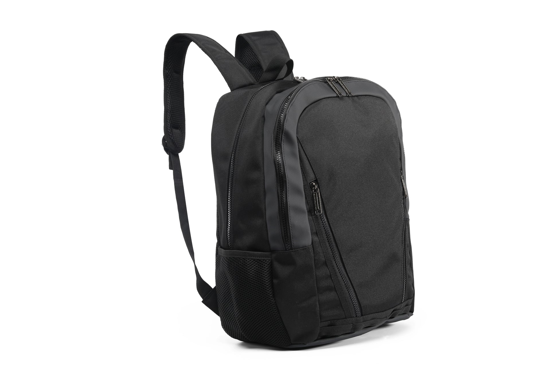 Black backpack on a white background