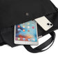 Black Document bagpack with a tablet and phone on a white background