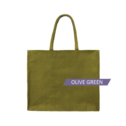 JB-07  Olive Green medium jute bag front view