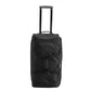 Black rolling duffel bag on a white background