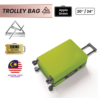 BLUE MOUNTAIN 20"/24" FABULOUS PC HARD CASE LUGGAGE HAND TROLLEY SUITCASES BAG WITH LOCK