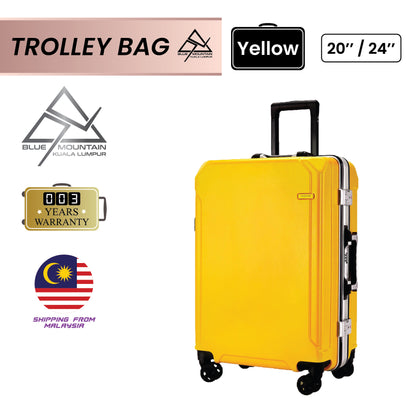 BLUE MOUNTAIN 20"/24" ROBO PC TROLLEY SUITCASES LUGGAGE HAND TROLLEY HARD CASE BAG TSA LOCK