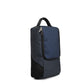 Blue backpack with black accents on a white background