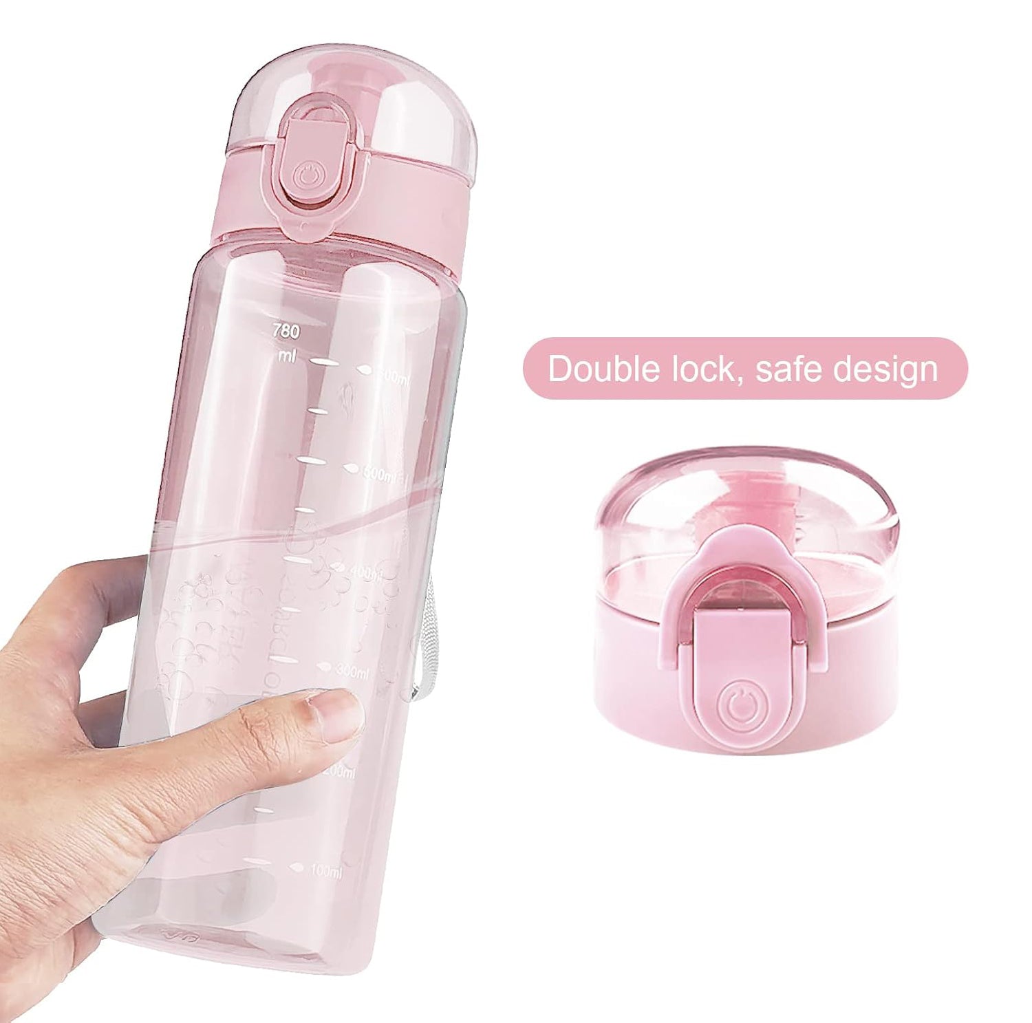 OS-DF 2305 Pink Bottle – Leak-Proof Lid and Rubber Strap
