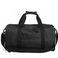 Black duffel bag on a white background