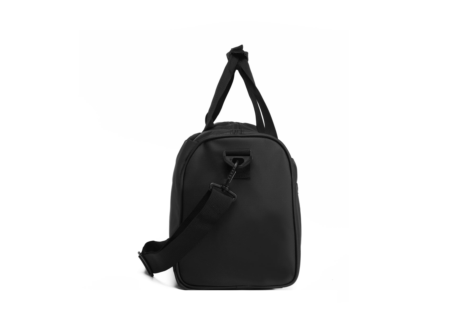 Black backpack on a white background